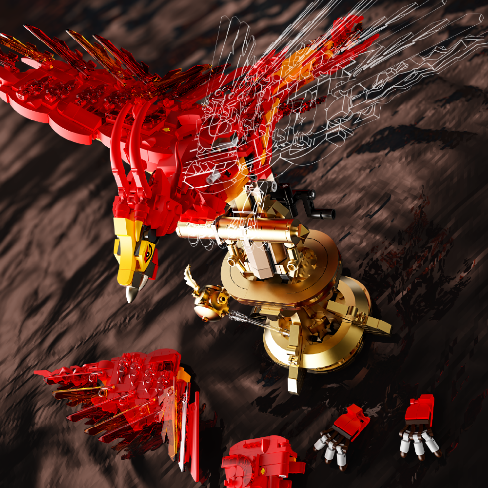 Fire Phoenix Architecture Set, Adult Series Models, Adult Fans Can Collect Model Toys and Gifts