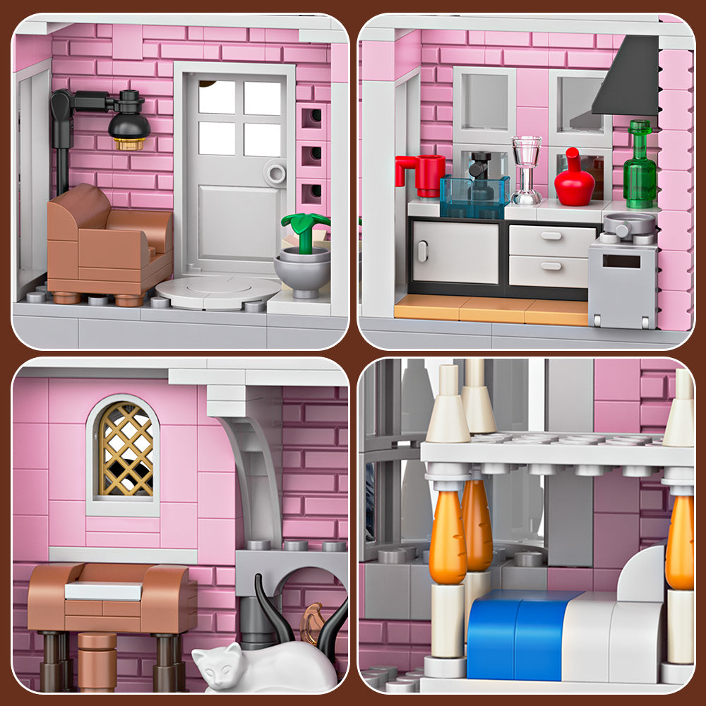 Pink Palace Building Blocks Set, Halloween Gift, Christmas Gift, Suitable for Adult Building Blocks Birthday Gift