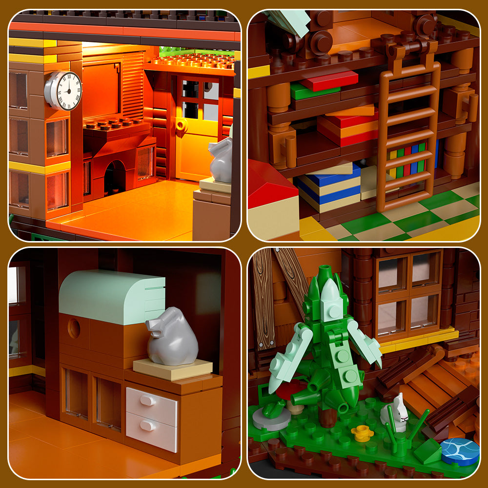 1652 pieces of forest treehouse set, LED city street view greenhouse building block toys, can be used as decorative building blocks