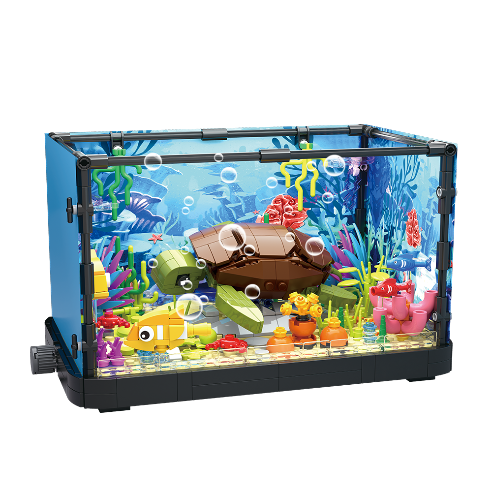 Fish tank building block set, aquarium, jellyfish, turtles, building block toys suitable for home decoration, the best gift for boys and girls