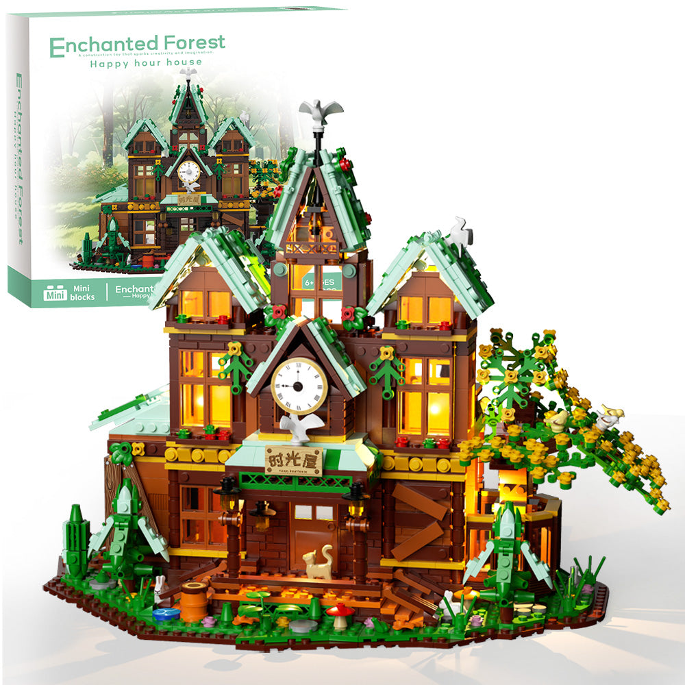 1652 pieces of forest treehouse set, LED city street view greenhouse building block toys, can be used as decorative building blocks