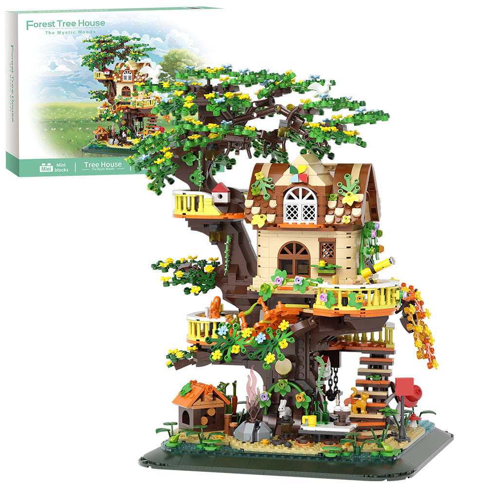 Forest tree building block set, equipped with LED,1877 minibricks suitablefor creative toys for adults and teenagers,