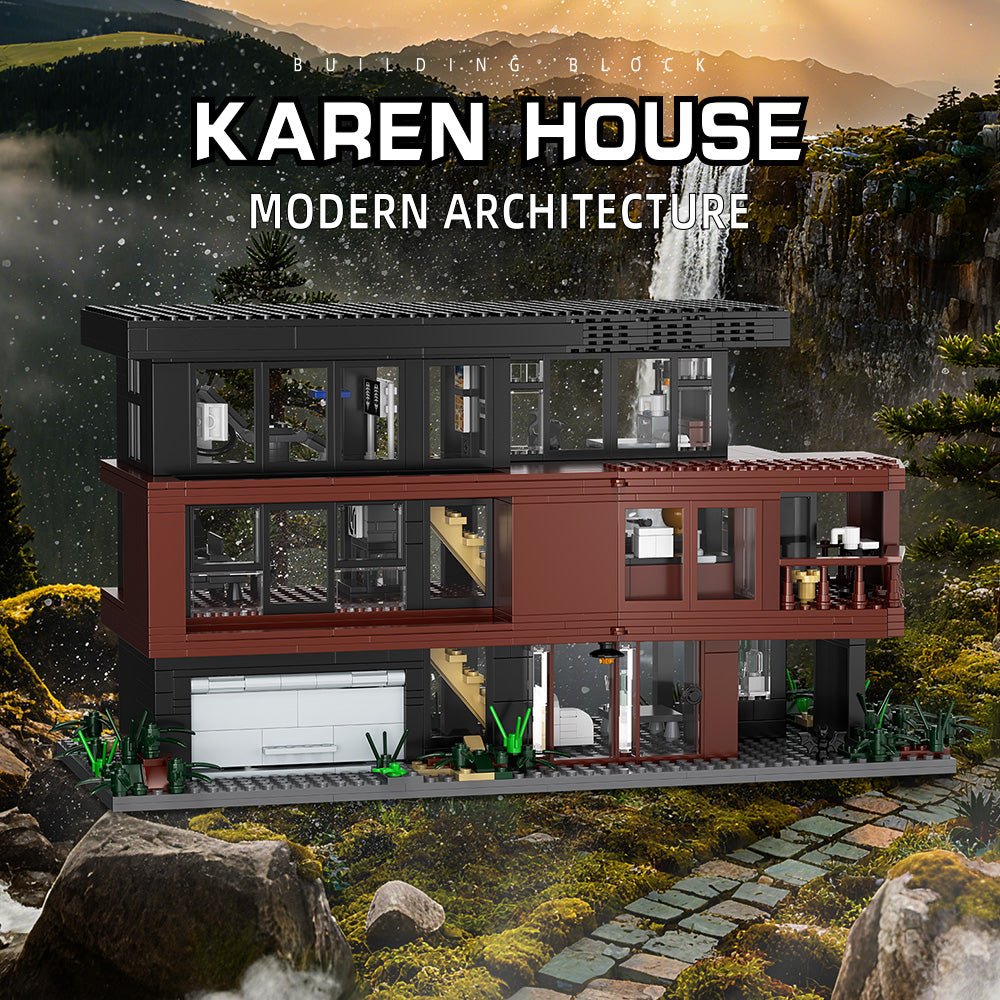 Mini street view building block set, modern house model, with garage assembled toy module building block set, suitable for creative gifts for movie fans, suitable for adults to give as gifts to friends