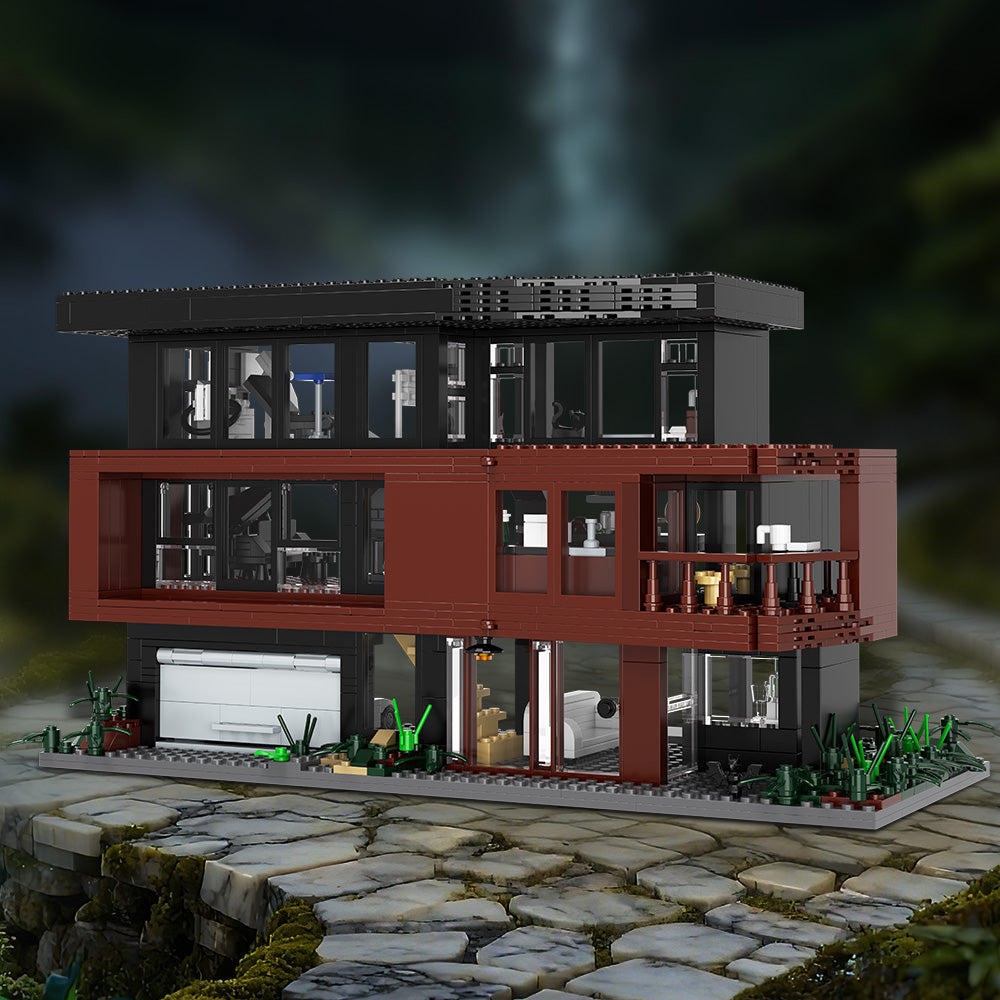 Mini street view building block set, modern house model, with garage assembled toy module building block set, suitable for creative gifts for movie fans, suitable for adults to give as gifts to friends