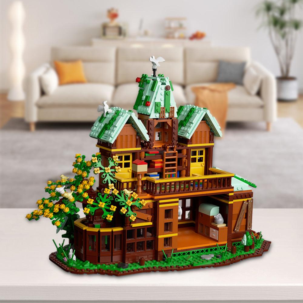 1652 pieces of forest treehouse set, LED city street view greenhouse building block toys, can be used as decorative building blocks