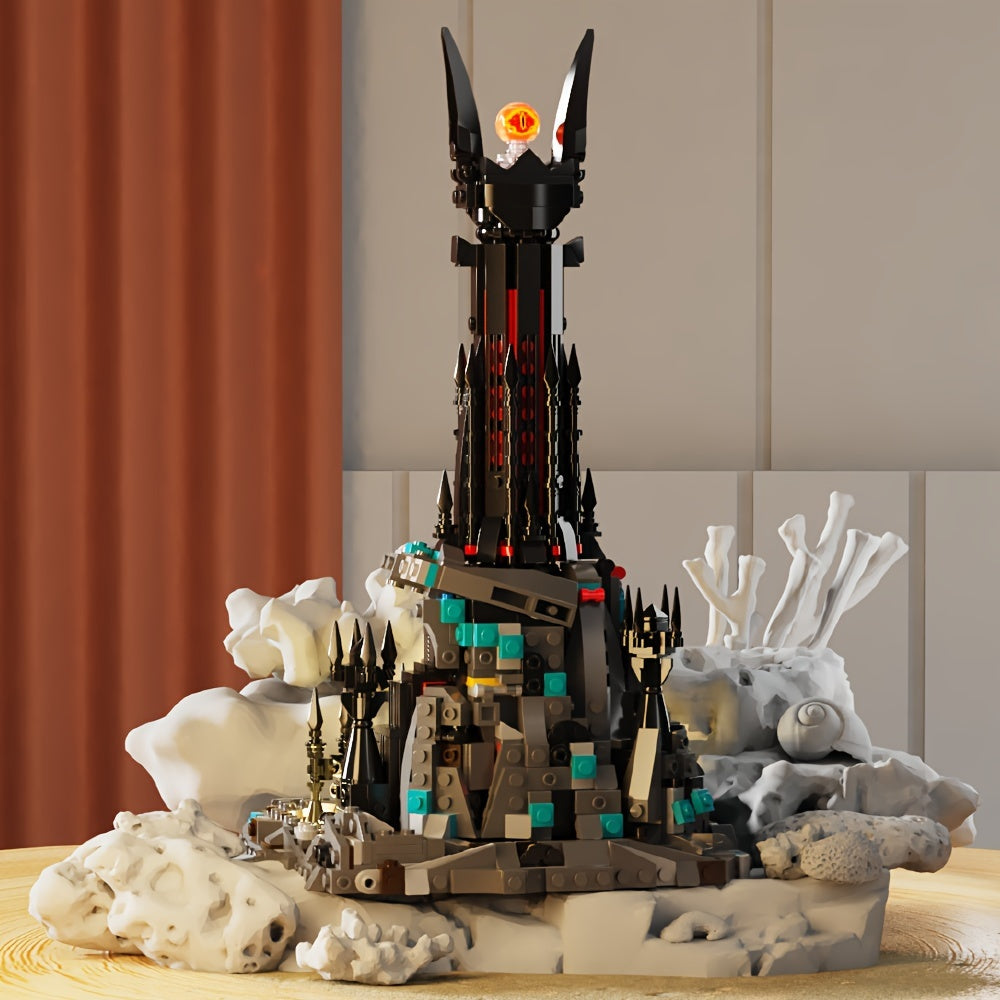 Lord Rings Dark Tower Building Set, 1224 PiecesMagic Castle Block Set, Castle Architecture Bricks with LED Lights, Collection Gift for Adult and Film Fans