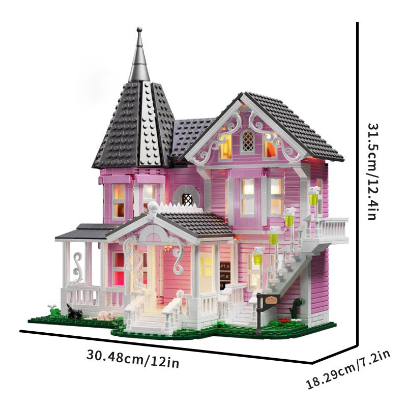 1349Pcs Pink Palace Building Blocks House Puzzle Building Set, Suitable For Adults Birthday Gifts, Halloween Gifts, Christmas Gifts, Is A Good Living Room Decoration, Room Decoration