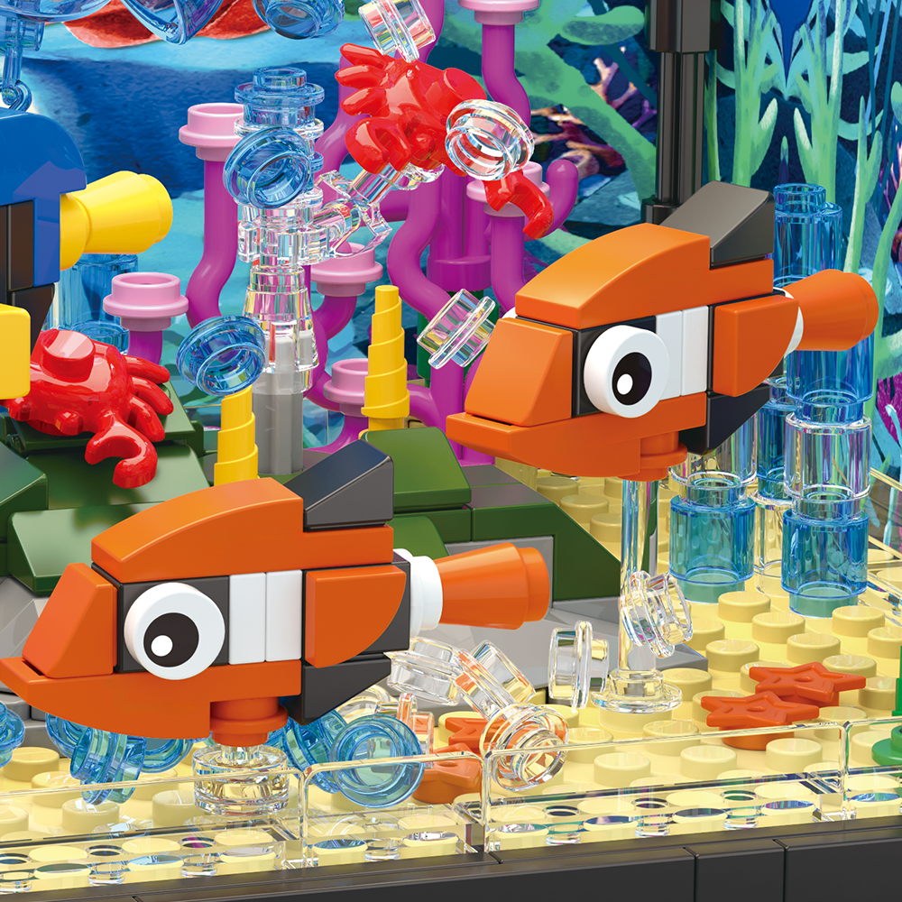 Fish tank building block set, aquarium, jellyfish, turtles, building block toys suitable for home decoration, the best gift for boys and girls