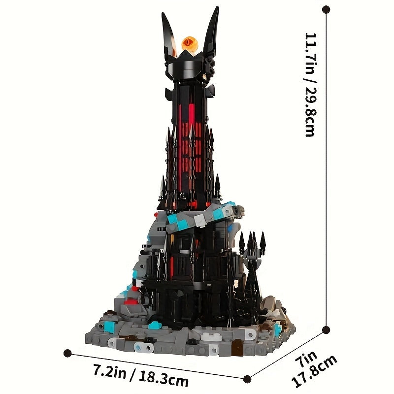 Lord Rings Dark Tower Building Set, 1224 PiecesMagic Castle Block Set, Castle Architecture Bricks with LED Lights, Collection Gift for Adult and Film Fans