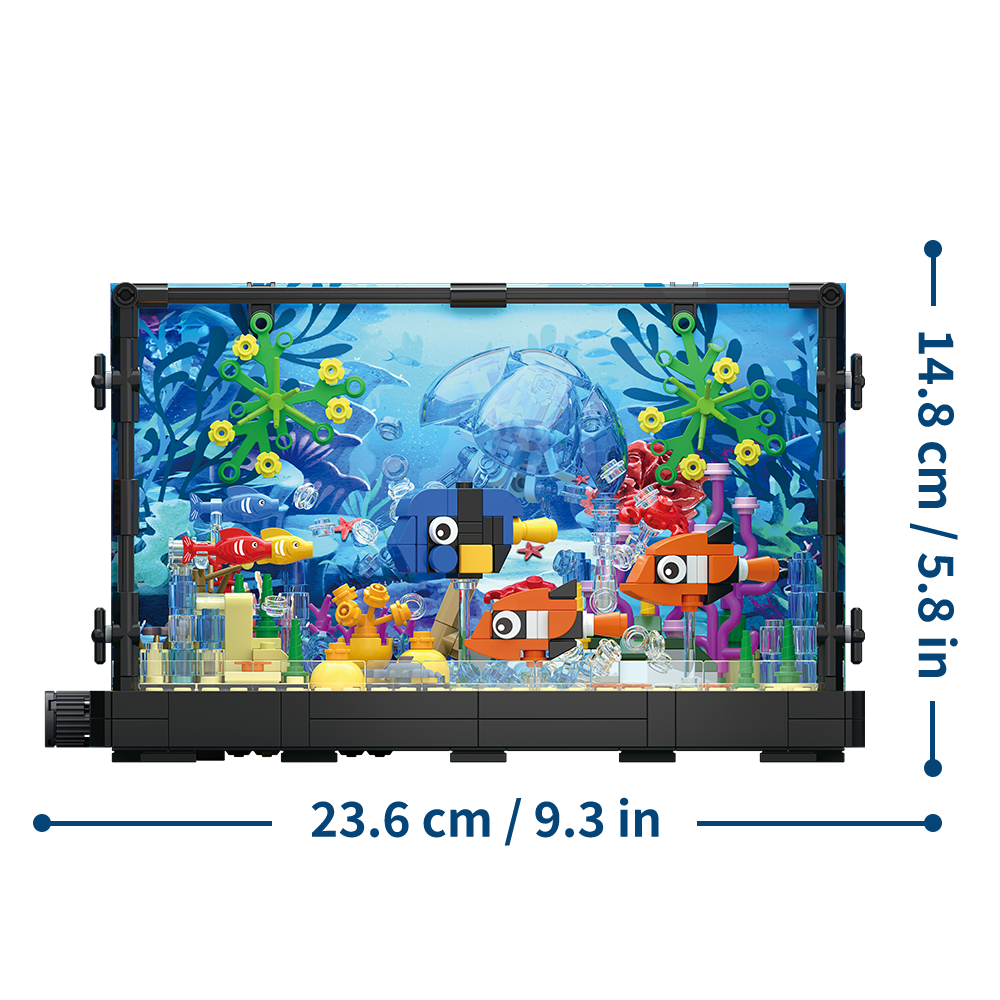 Fish tank building block set, aquarium, jellyfish, turtles, building block toys suitable for home decoration, the best gift for boys and girls