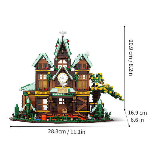1652 pieces of forest treehouse set, LED city street view greenhouse building block toys, can be used as decorative building blocks