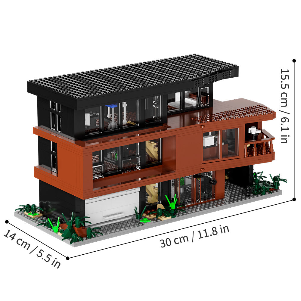 Mini street view building block set, modern house model, with garage assembled toy module building block set, suitable for creative gifts for movie fans, suitable for adults to give as gifts to friends