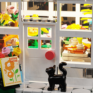 Flower House Building Mini Set, LED City View Greenhouse Building Blocks Toy
