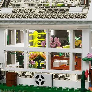 Flower House Building Mini Set, LED City View Greenhouse Building Blocks Toy