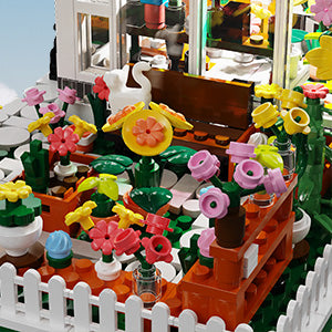 Flower House Building Mini Set, LED City View Greenhouse Building Blocks Toy