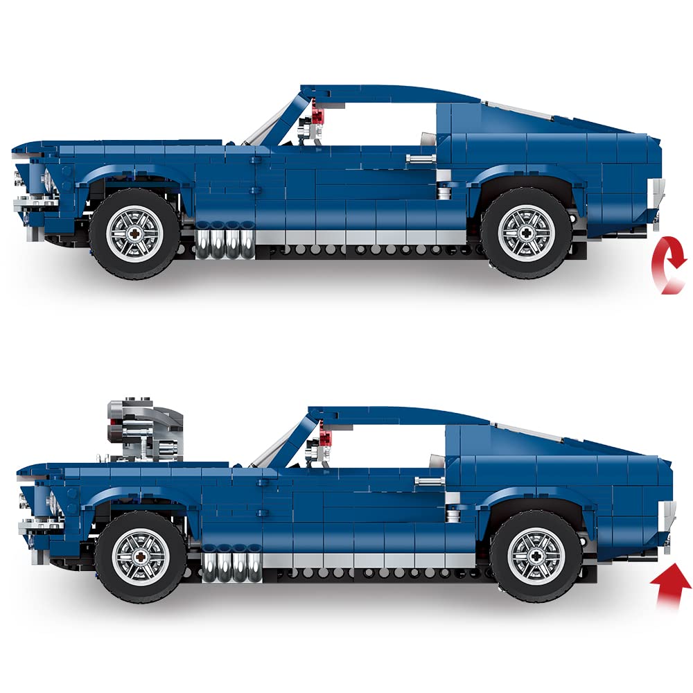 Blue racing building block set: 1680 collectible sports car models, the perfect gift for racing enthusiasts